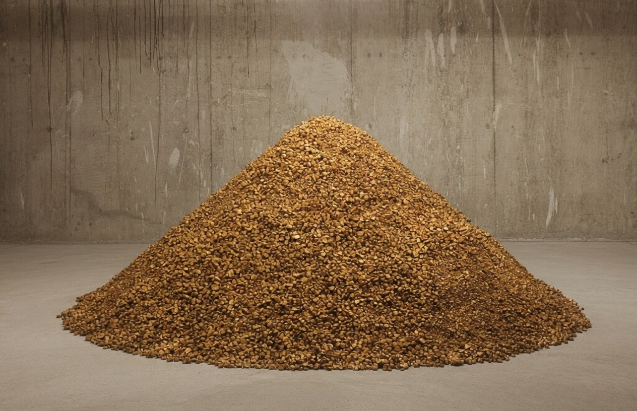 Oro Falso, 2014, instalación, piedras y pintura dorada en aerosol, por Daniel Perez Coronel