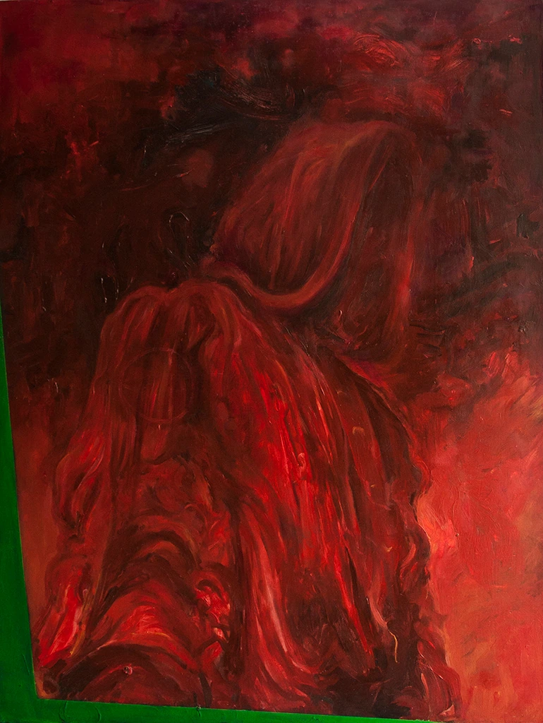 Photo Remixes 5, 2010, oil on canvas, 27.6 x 20.9 in, by Daniel Perez Coronel