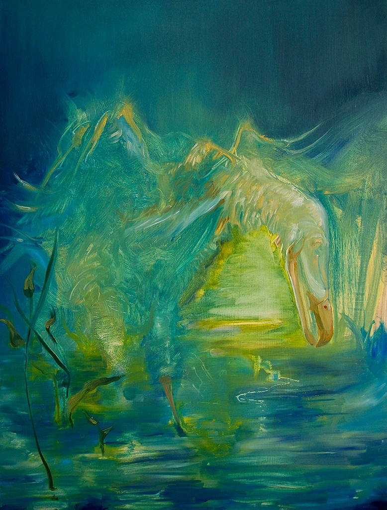 Photo Remixes 6, 2010, oil on canvas, 27.6 x 20.9 in, by Daniel Perez Coronel