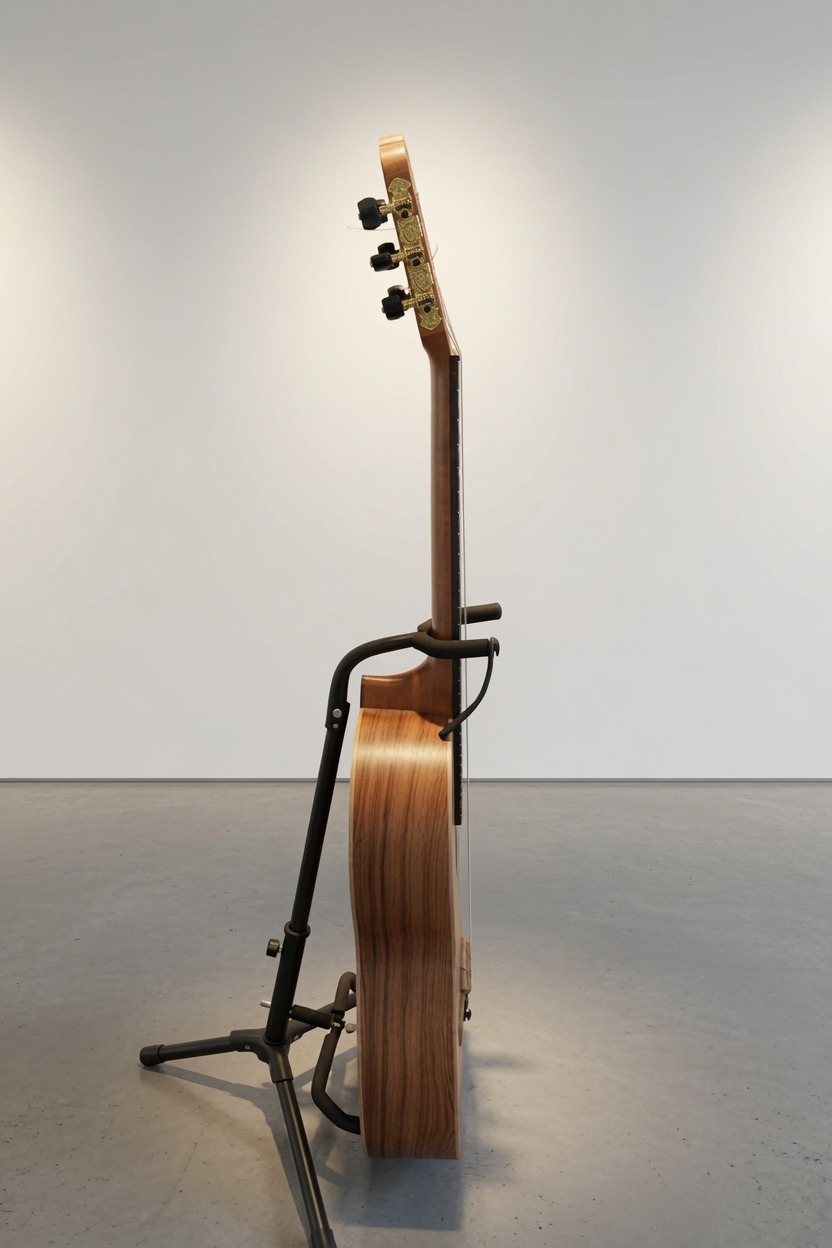 Temperamento 19, 2025, vista de perfil, instrumento musical microtonal, por Daniel Perez Coronel