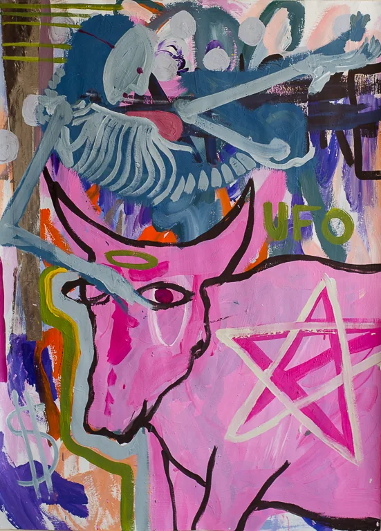 Serie Variaciones del Fénix 1, 2015, acrílico sobre papel, 94 x 69 cm, por Daniel Perez Coronel