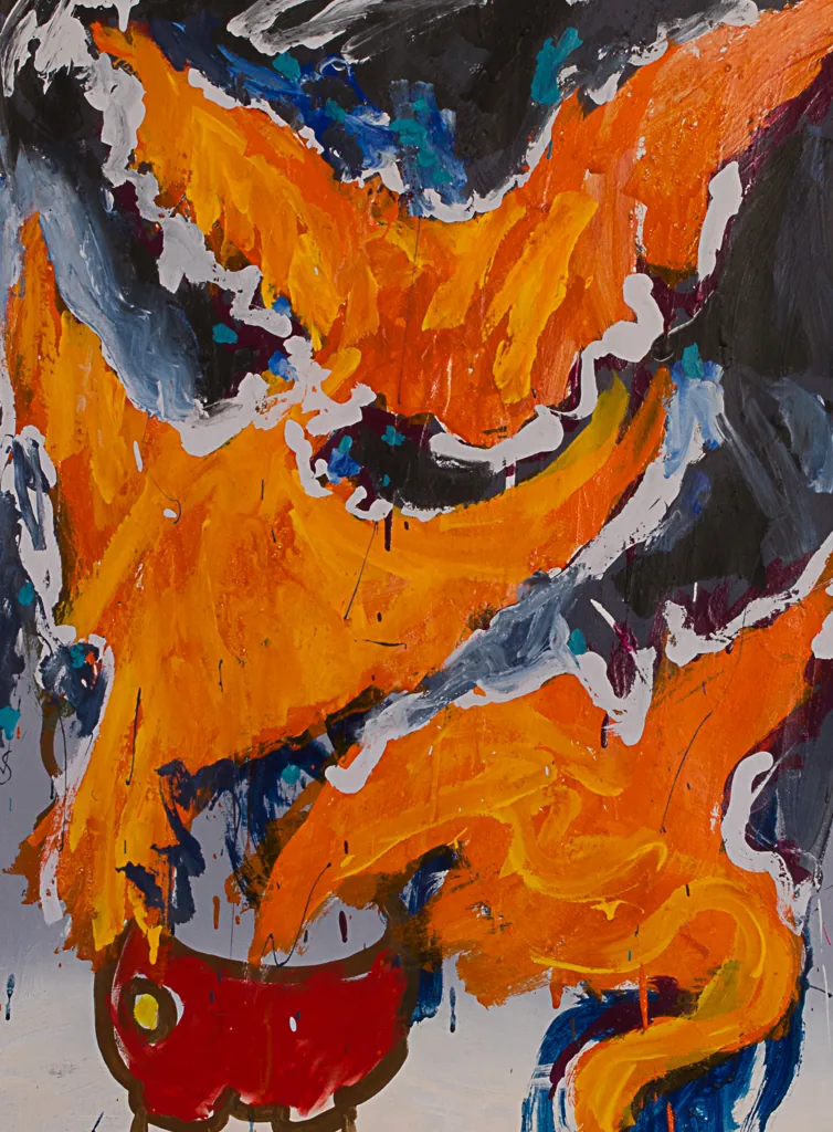 Serie Variaciones del Fénix 17, 2015, acrílico sobre papel, 94 x 69 cm, por Daniel Perez Coronel